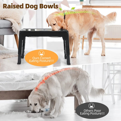 Adjustable Elevated Dog Feeder with Double Bowls